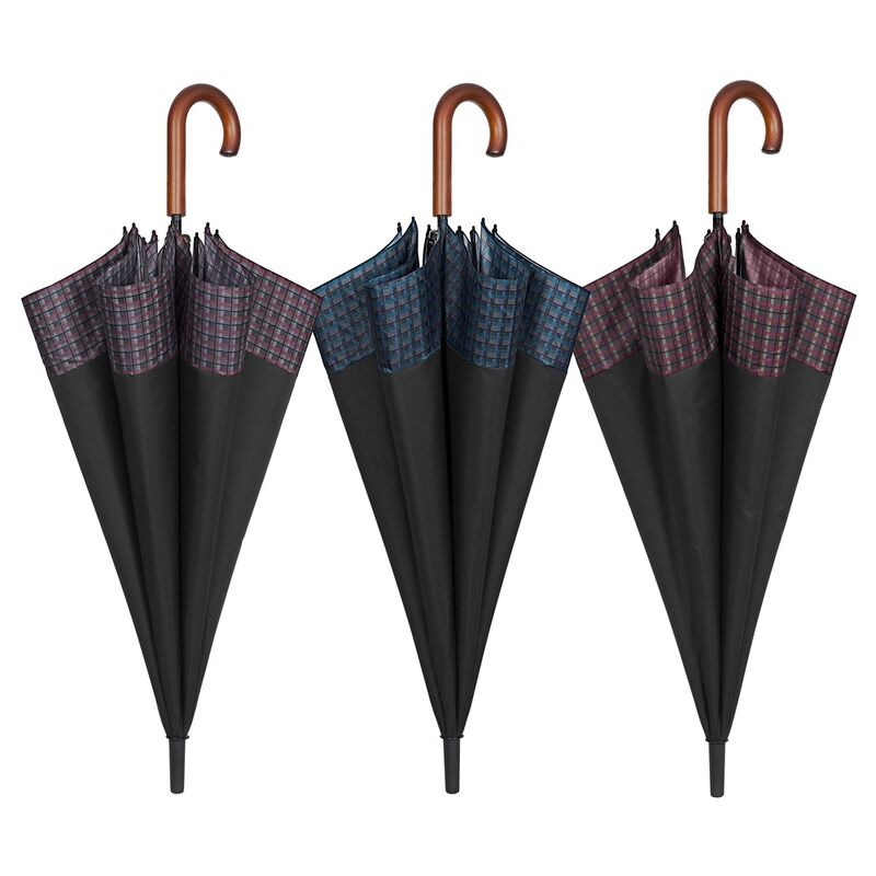 Automatic golf checkered border umbrella assorted 65cm