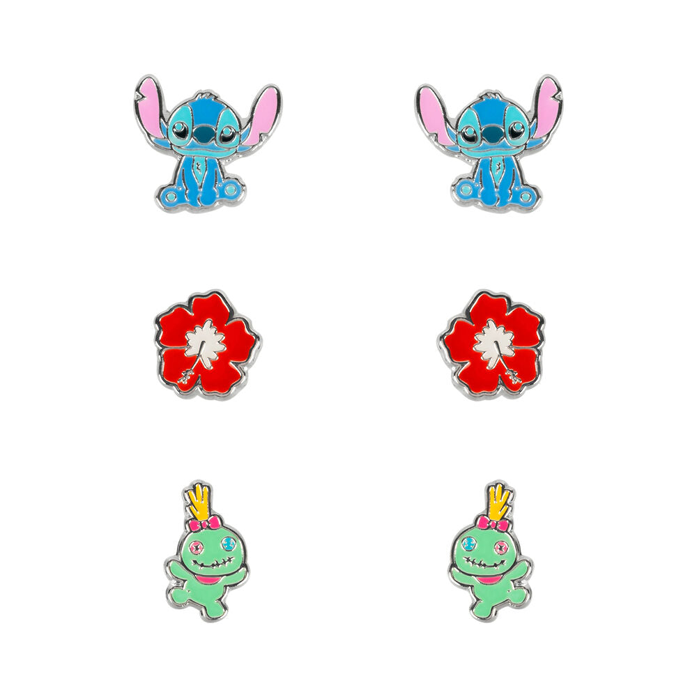 Disney Stitch Set 3 pairs of earrings silver