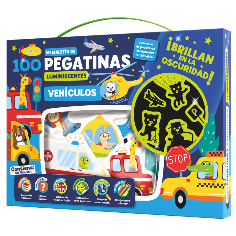 Vehicles 100 luminescent stickers briefcase